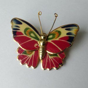 Gold tone butterfly pin pendant
